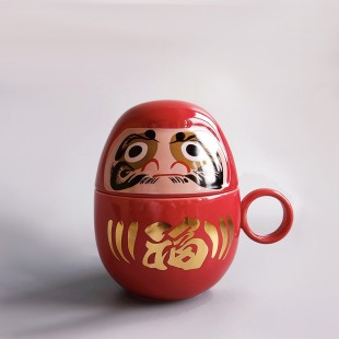 Керамічна чашка в японському стилі "Дарума" Червона